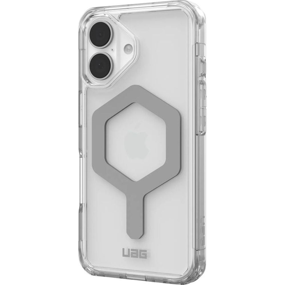Handyhülle für iPhone 16, Urban Armor Gear Plyo Mag mit MagSafe, Transparent und Weiß