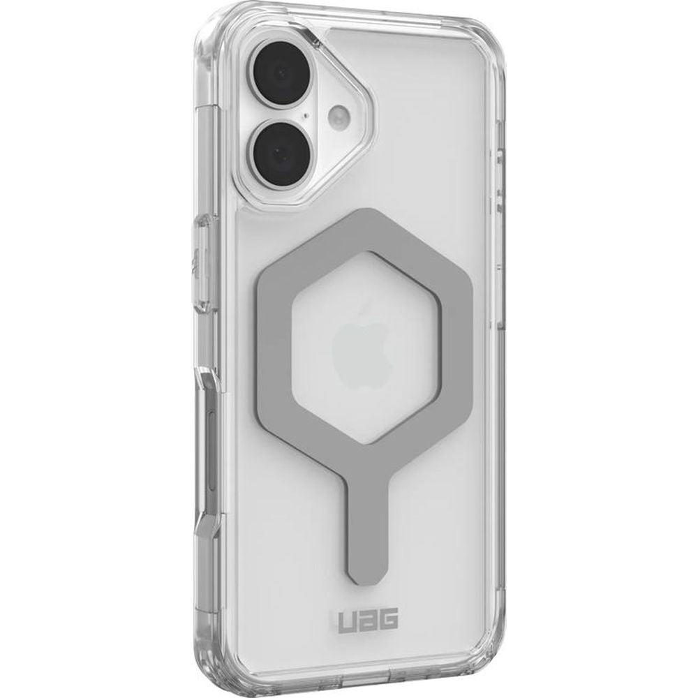 Handyhülle für iPhone 16, Urban Armor Gear Plyo Mag mit MagSafe, Transparent und Weiß