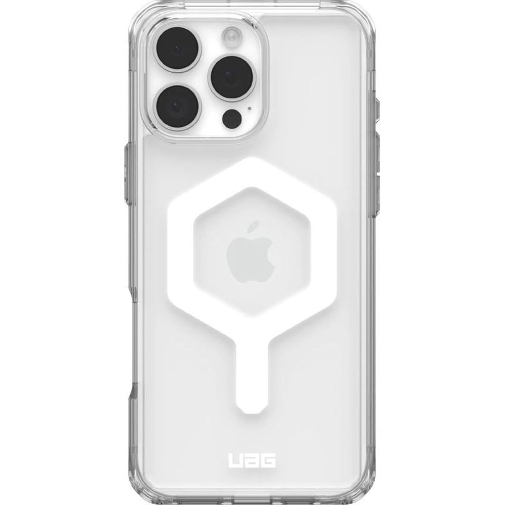 Handyhülle für iPhone 16 Pro Max, Urban Armor Gear Plyo Mag mit MagSafe, Transparent und Weiß
