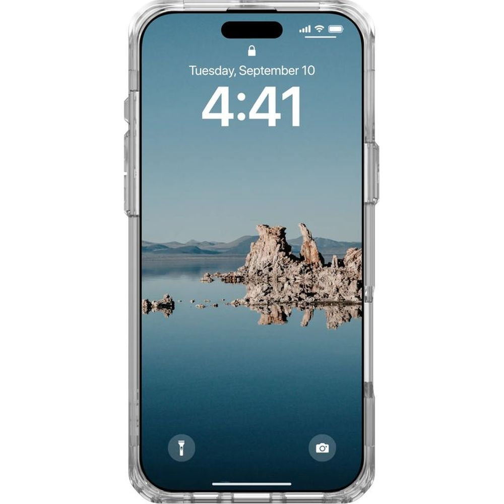 Handyhülle für iPhone 16 Pro Max, Urban Armor Gear Plyo Mag mit MagSafe, Transparent und Weiß
