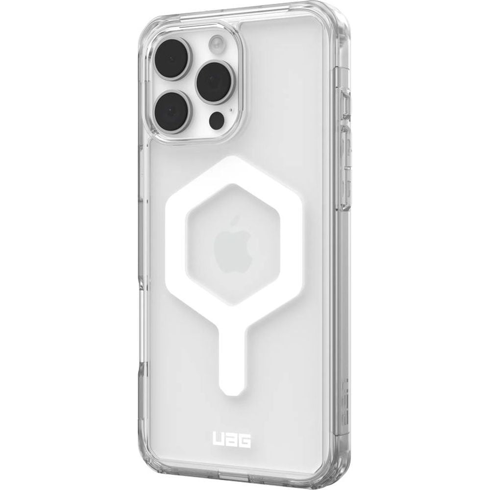 Handyhülle für iPhone 16 Pro Max, Urban Armor Gear Plyo Mag mit MagSafe, Transparent und Weiß