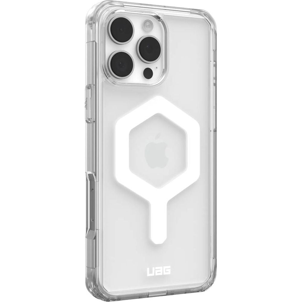 Handyhülle für iPhone 16 Pro Max, Urban Armor Gear Plyo Mag mit MagSafe, Transparent und Weiß