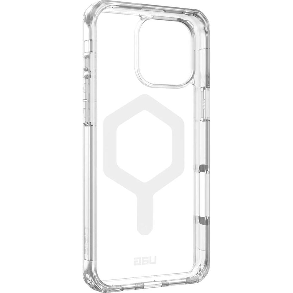 Handyhülle für iPhone 16 Pro Max, Urban Armor Gear Plyo Mag mit MagSafe, Transparent und Weiß