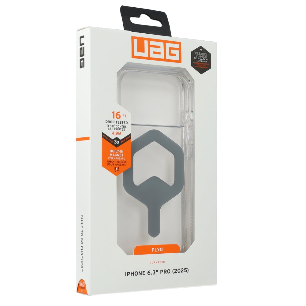 Handyhülle für iPhone 17 Pro, Urban Armor Gear Plyo Mag mit MagSafe, Transparent und Silbern