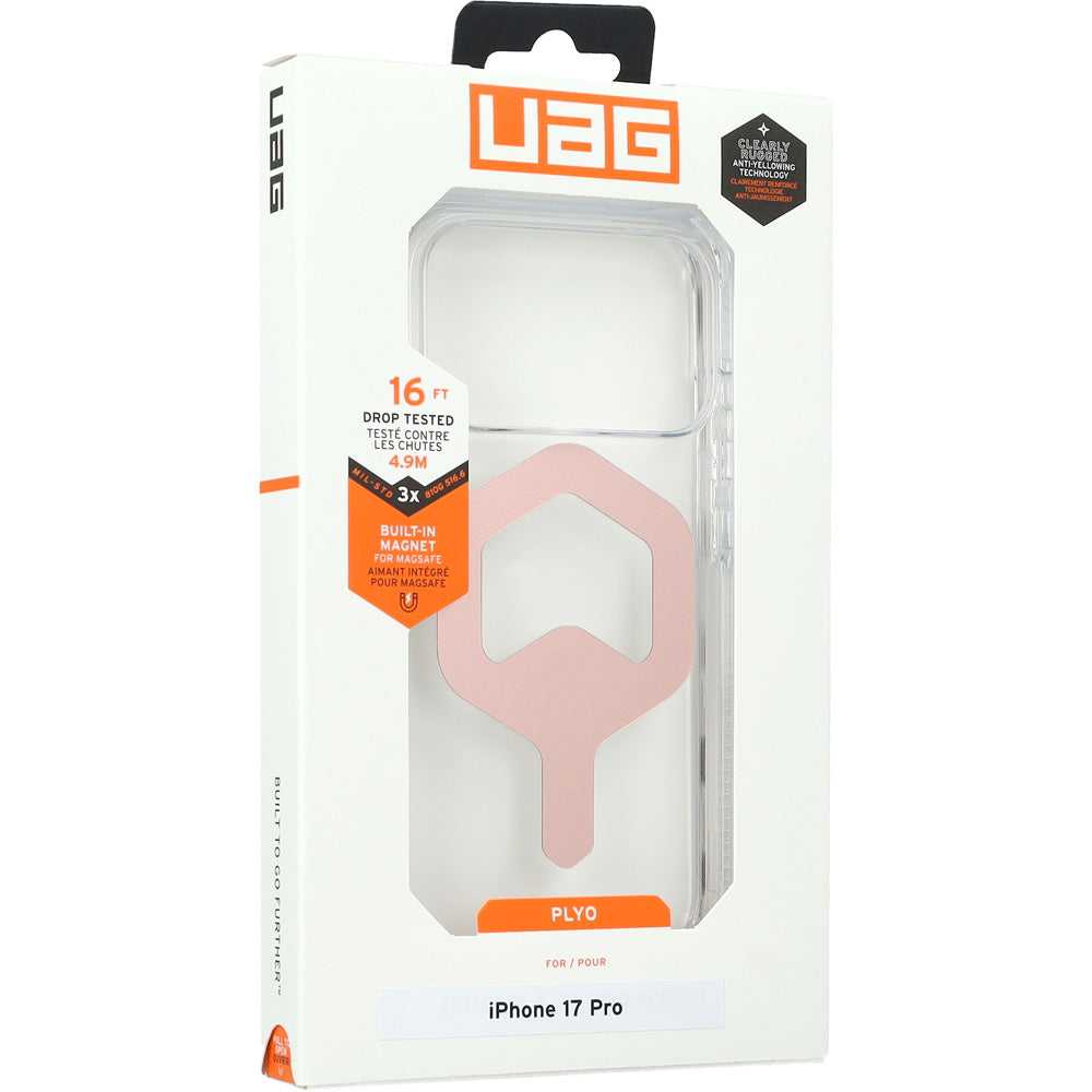 Handyhülle für iPhone 17 Pro, Urban Armor Gear Plyo Mag mit MagSafe, Transparent-Rosa