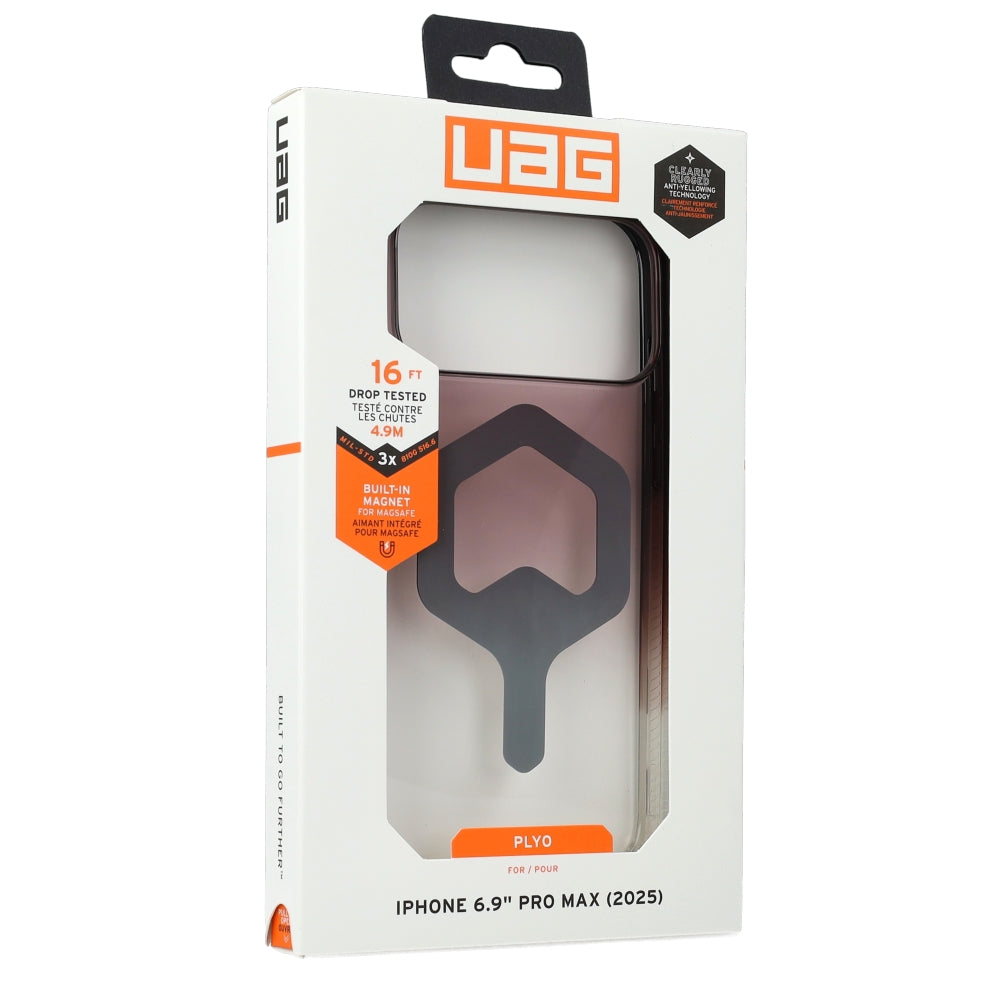Handyhülle für iPhone 17 Pro Max, Urban Armor Gear Plyo Mag mit MagSafe, Transluzent mit Schwarz