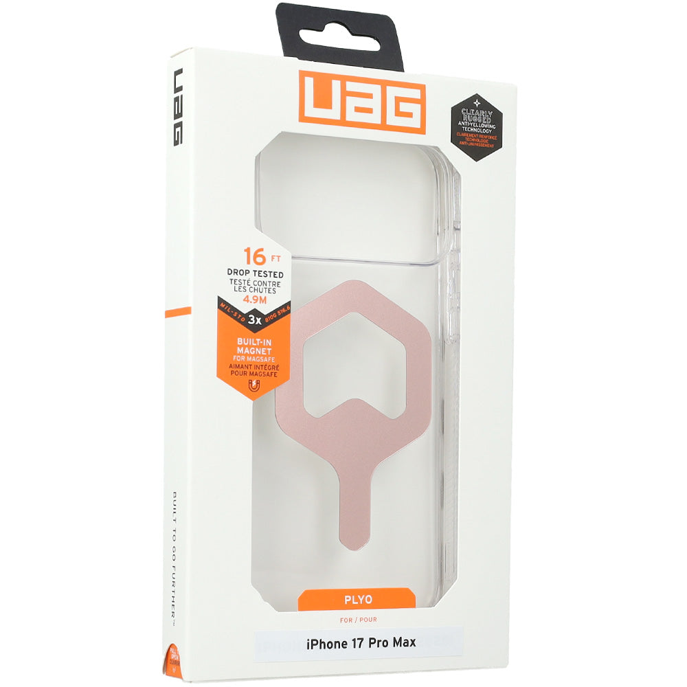 Handyhülle für iPhone 17 Pro Max, Urban Armor Gear Plyo Mag mit MagSafe, Transparent-Rosa