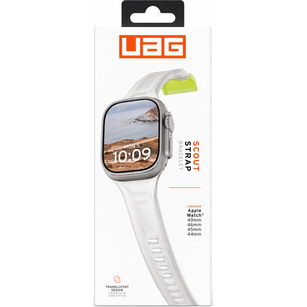 Armband für Apple Watch 49/46/45/44mm, Urban Armor Gear Scout, Rauchig mit Neon