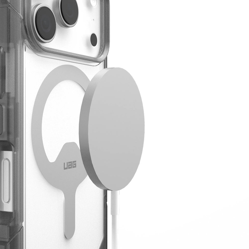 Handyhülle für iPhone 17 Pro, Urban Armor Gear Trooper Mag, Transparent mit schwarzen Rahmen