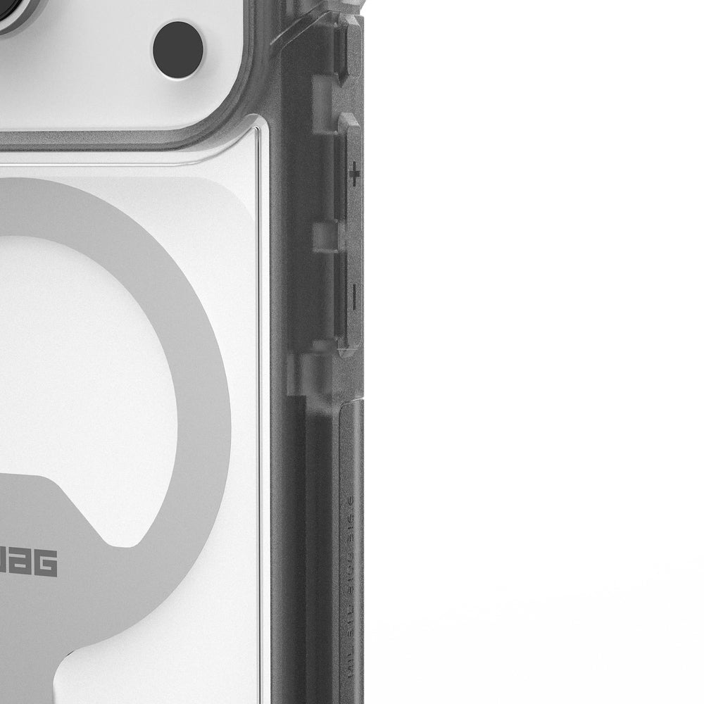 Handyhülle für iPhone 17 Pro, Urban Armor Gear Trooper Mag, Transparent mit schwarzen Rahmen