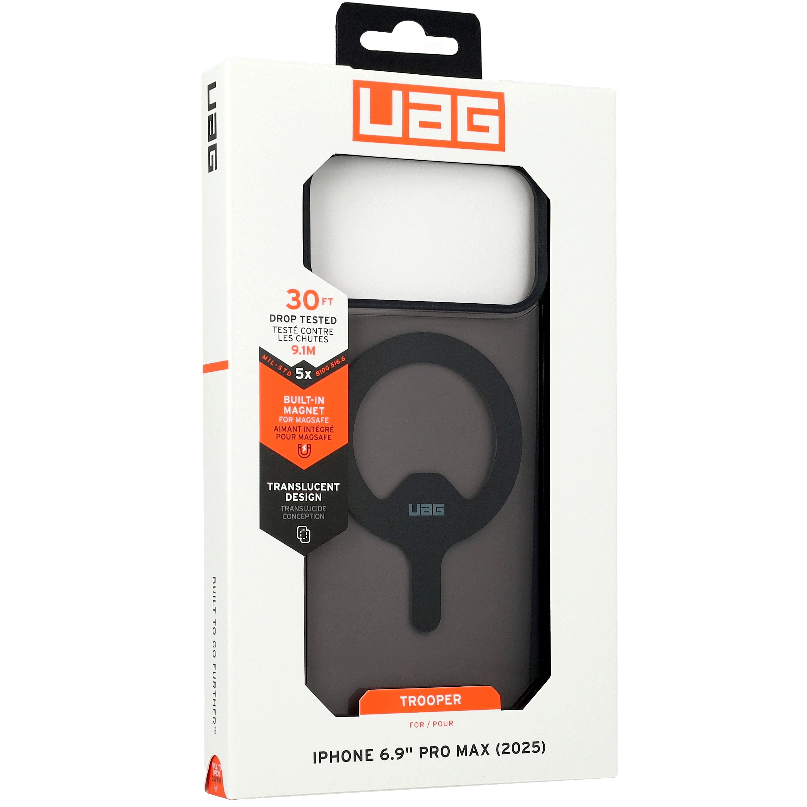 Handyhülle für iPhone 17 Pro Max, Urban Armor Gear Trooper Mag, Durchscheinend mit schwarzen Rahmen