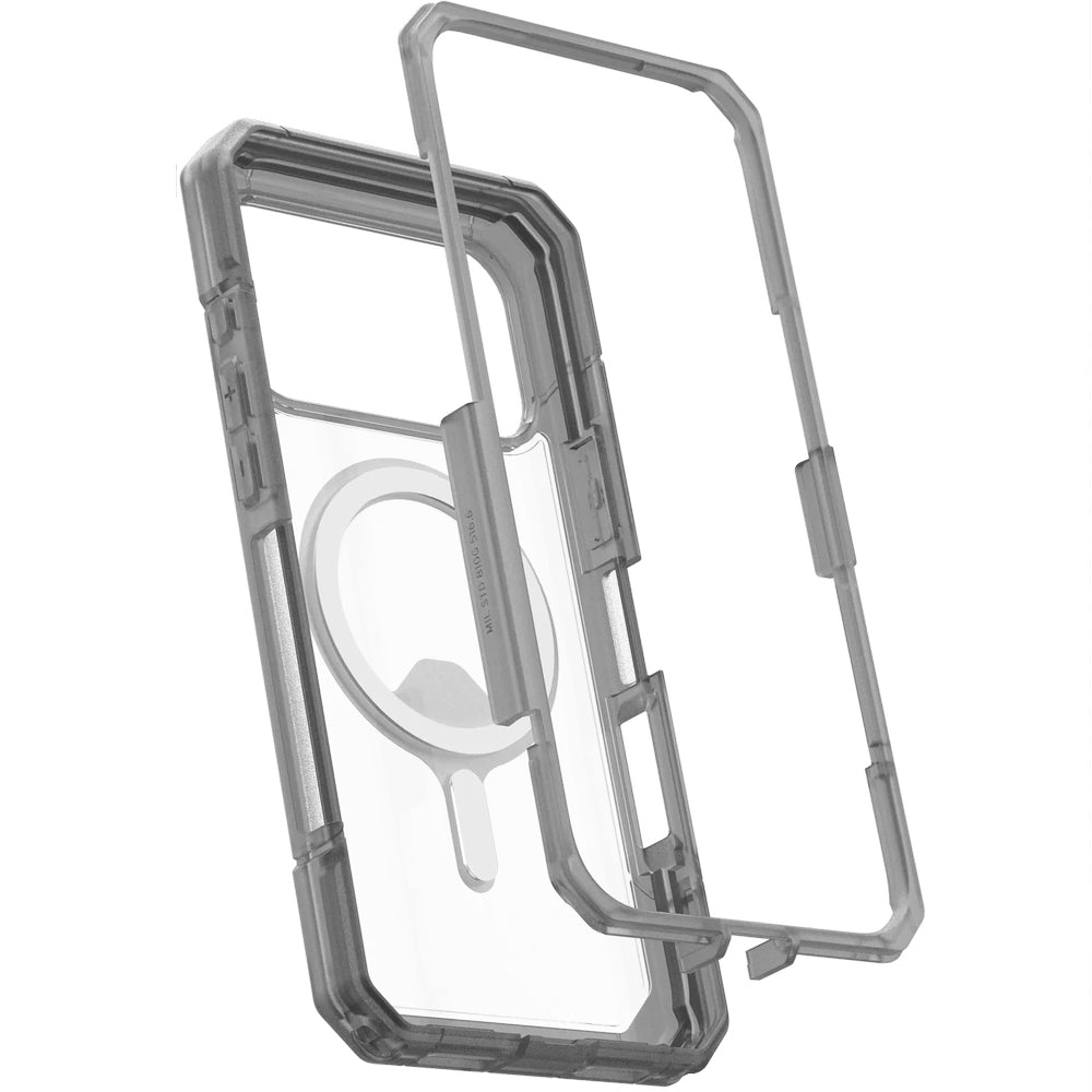 Handyhülle für iPhone 17 Pro Max, Urban Armor Gear Trooper Mag, Transparent mit schwarzen Rahmen