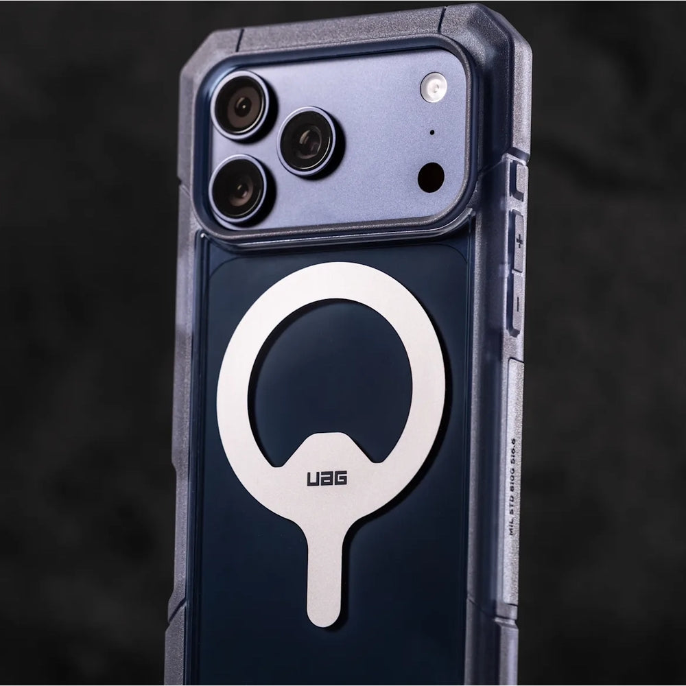 Handyhülle für iPhone 17 Pro Max, Urban Armor Gear Trooper Mag, Blau und Transparent