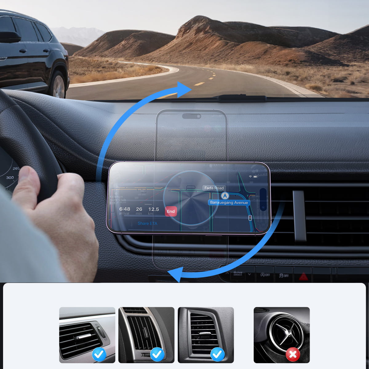 Magnetische Handy-Halterung für das Lüftungsgitter 15W, Joyroom JR-ZS240 Pro, Schwarz