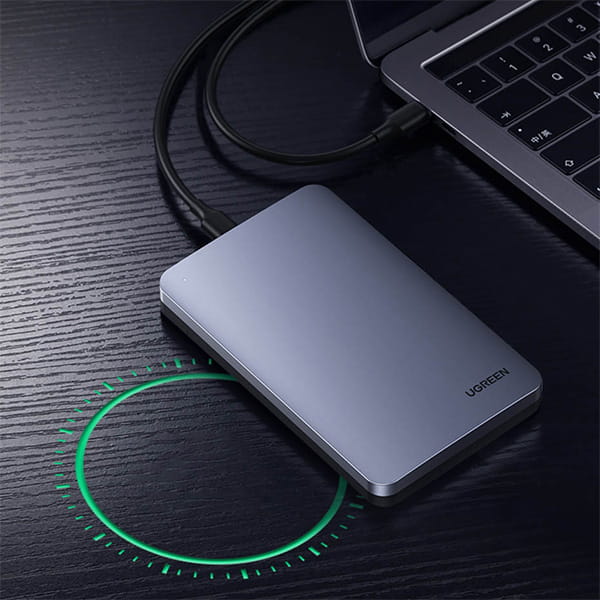 HDD-Gehäuse mit USB-A-USB-C-Kabel 0,5 m, Ugreen CM300, SATA 2,5'' 3.0 (6 Gbps), Grau