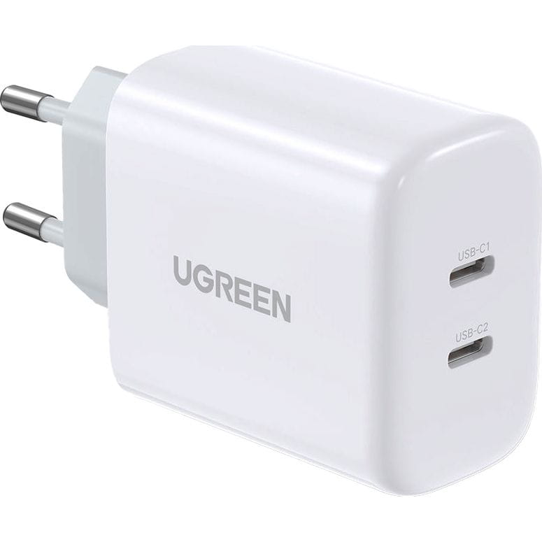 Schnell-Ladegerät 2x USB-C, Ugreen Smart Charger, PD, 40W, Weiß