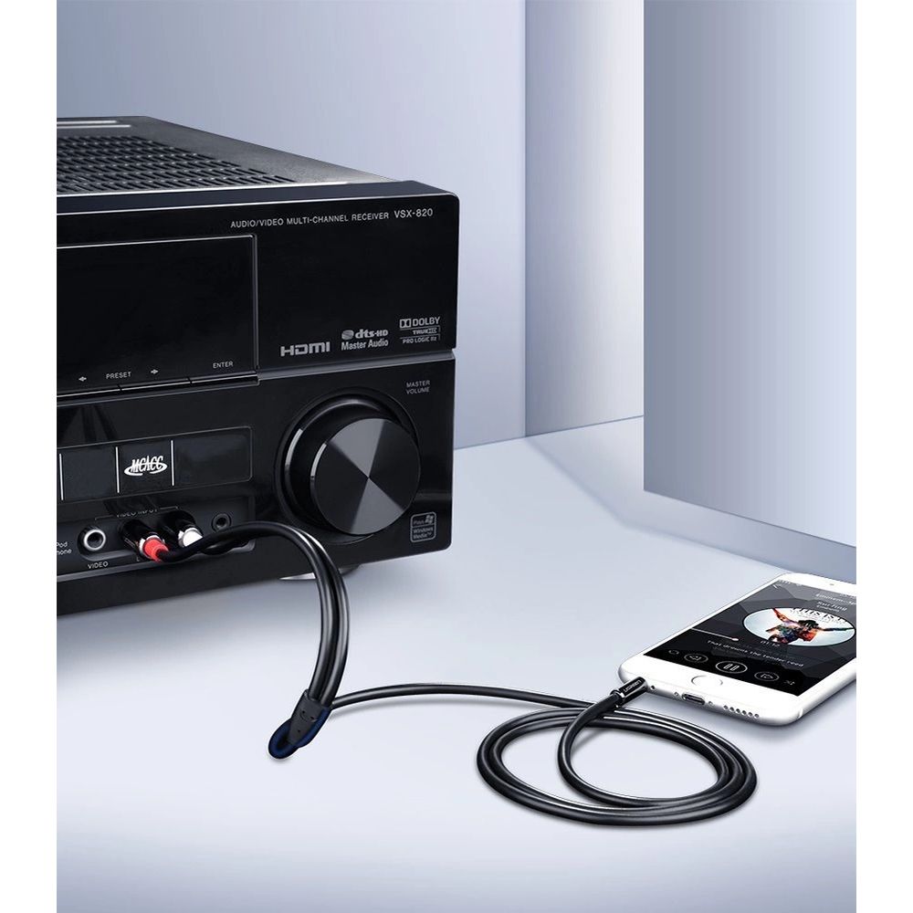 Audiokabel Ugreen 3,5 mm mini jack (männlich), 2x RCA, 2 m, Schwarz