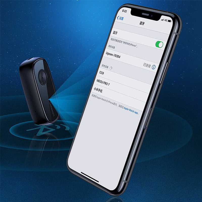 Audio-Receiver Audio AUX aptX, aptX LL Mini-jack für Kopfhörer, Bluetooth 5.0, Ugreen, Schwarz