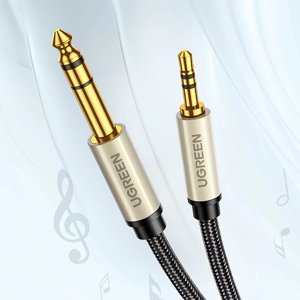 Audiokabel Mini-Jack 3.5mm auf Jack 6.35mm TRS, 1m, Ugreen AV127, Schwarz-Grau