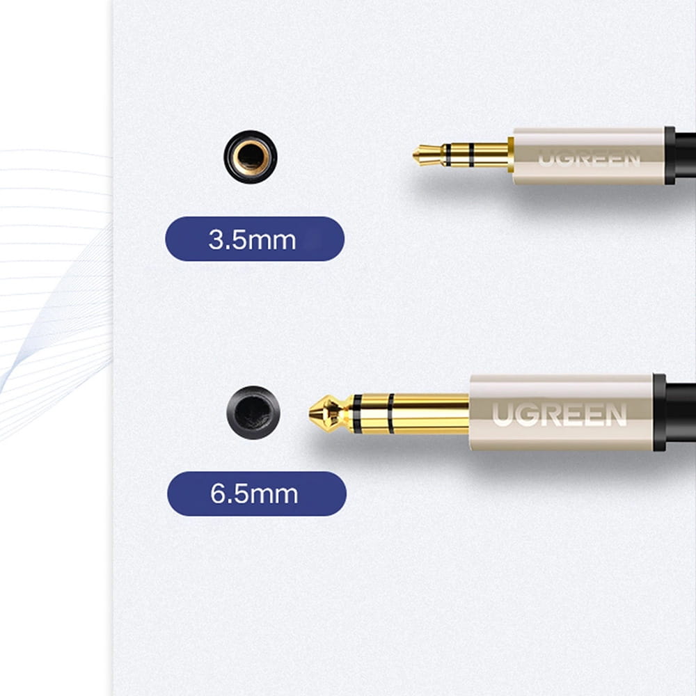 Audiokabel Mini-Jack 3.5mm auf Jack 6.35mm TRS, 5m, Ugreen AV127, Schwarz-Grau