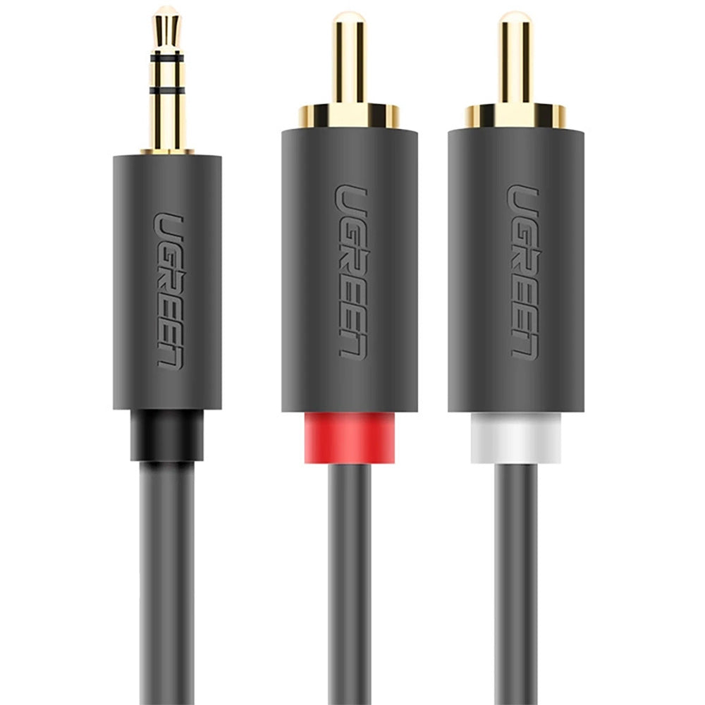 Audiokabel 3,5mm Mini jack (männlicher Typ) zu 2x RCA (Cinch), 3m, Ugreen AV102, Dunkelgrau