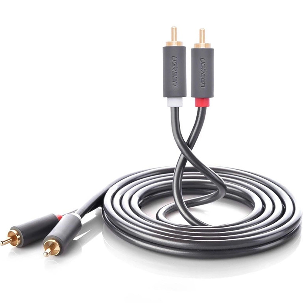 Audiokabel Ugreen 2RCA zu 2RCA (männlich), 1m, Ugreen AV104, Dunkelgrau
