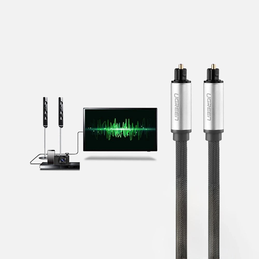 Optisches Kabel zu Toslink SPDIF, Ugreen AV108, 1.5 m, Grau
