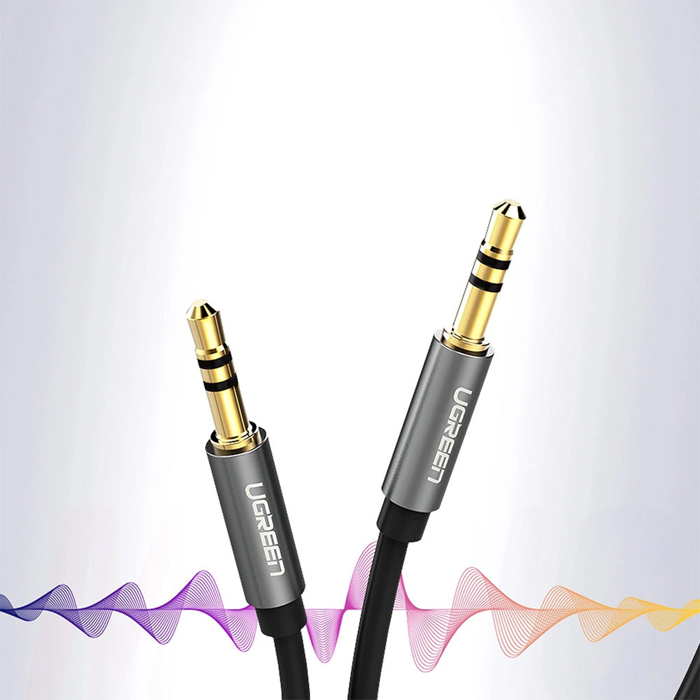 Kabel AUX 3,5 mm Mini Jack (2x männlich), 3m, Ugreen AV119, Schwarz-Grau