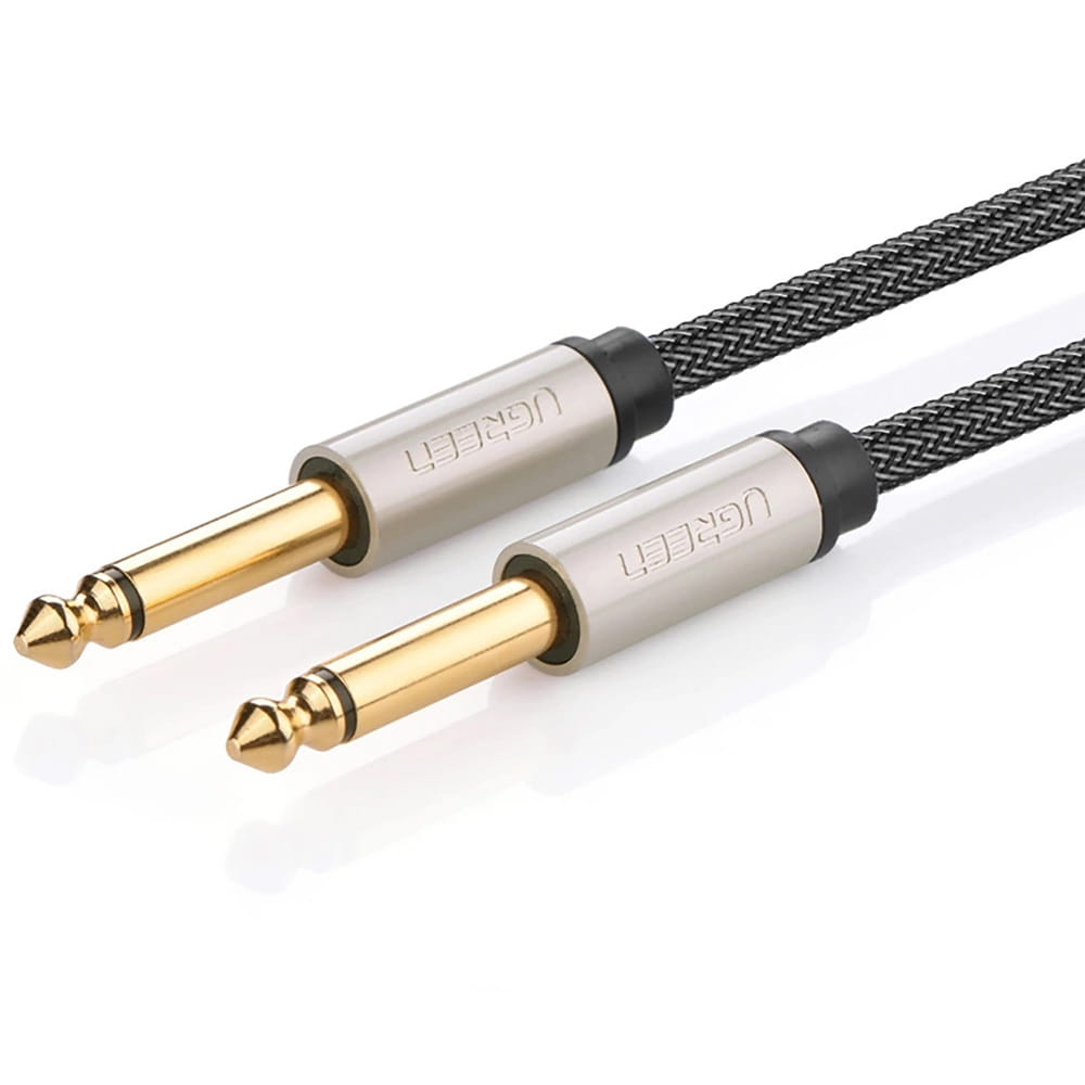 Audiokabel Jack 6,35mm (2x männlich), 1m, Ugreen AV128, Schwarz-Grau