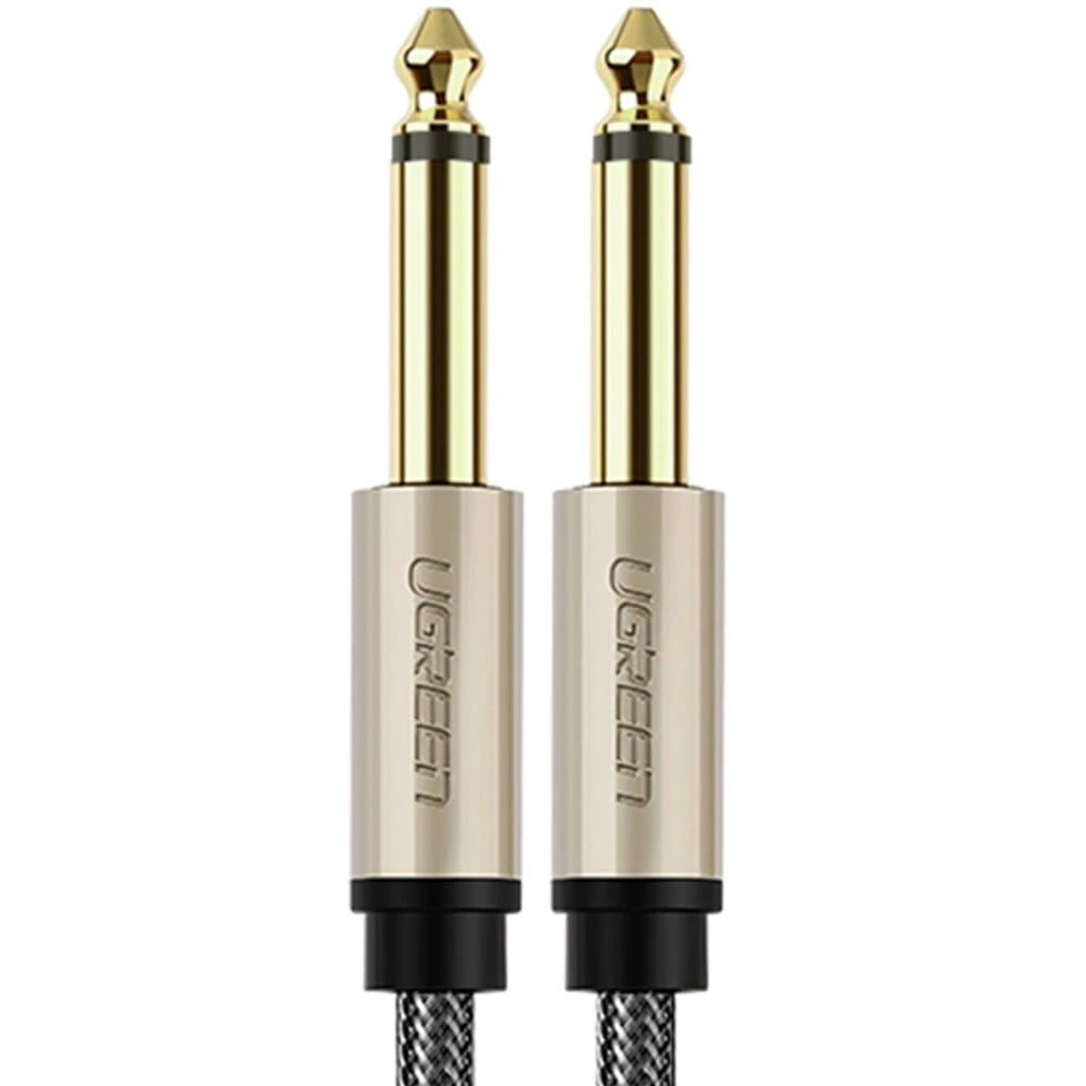 Audiokabel Jack 6,35mm (2x männlich), 1m, Ugreen AV128, Schwarz-Grau