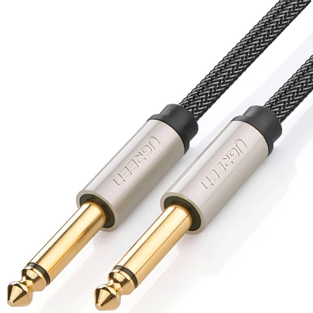 Audiokabel Jack 6,35mm (2x männlich), 2m, Ugreen AV128, Schwarz-Grau