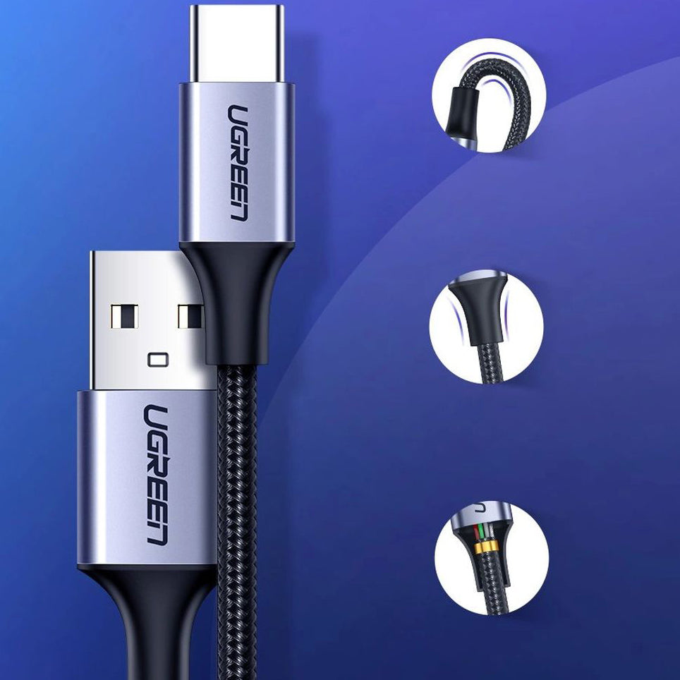 Ugreen 60126 USB - USB-C QC 3.0 Kabel, 1 m, 3A, Grau