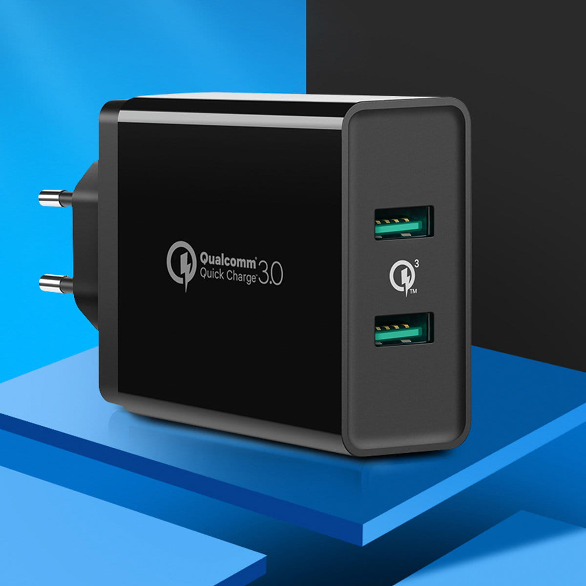 Schnell-Ladegerät 2x USB-A, Ugreen, QC, 36W, Schwarz