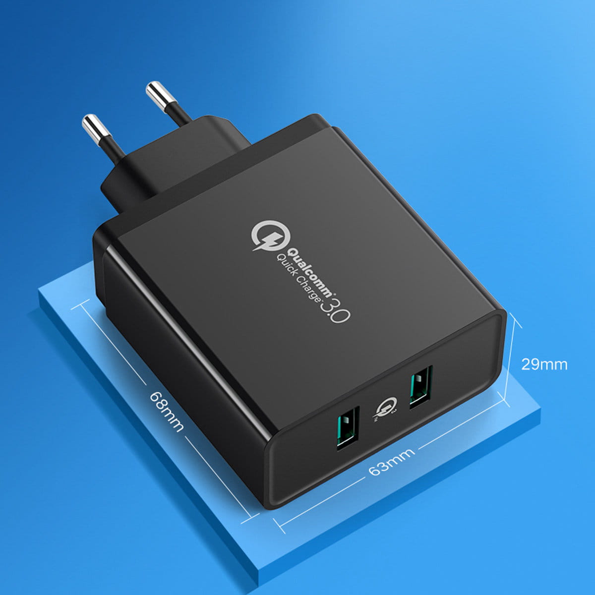 Schnell-Ladegerät 2x USB-A, Ugreen, QC, 36W, Schwarz