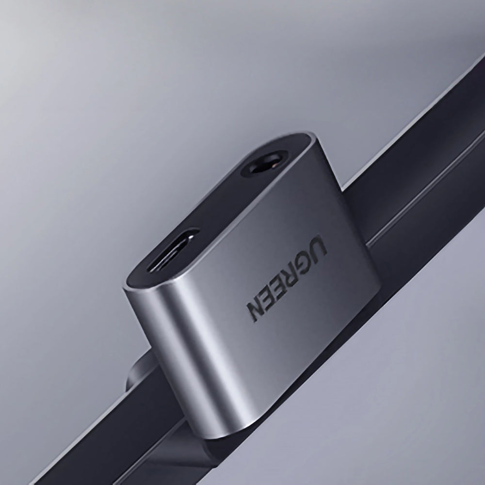 Adapter Audio USB-C (Stecker) auf 3.5 mm Klinke und USB-C (Buchse), Ugreen CM193, Grau