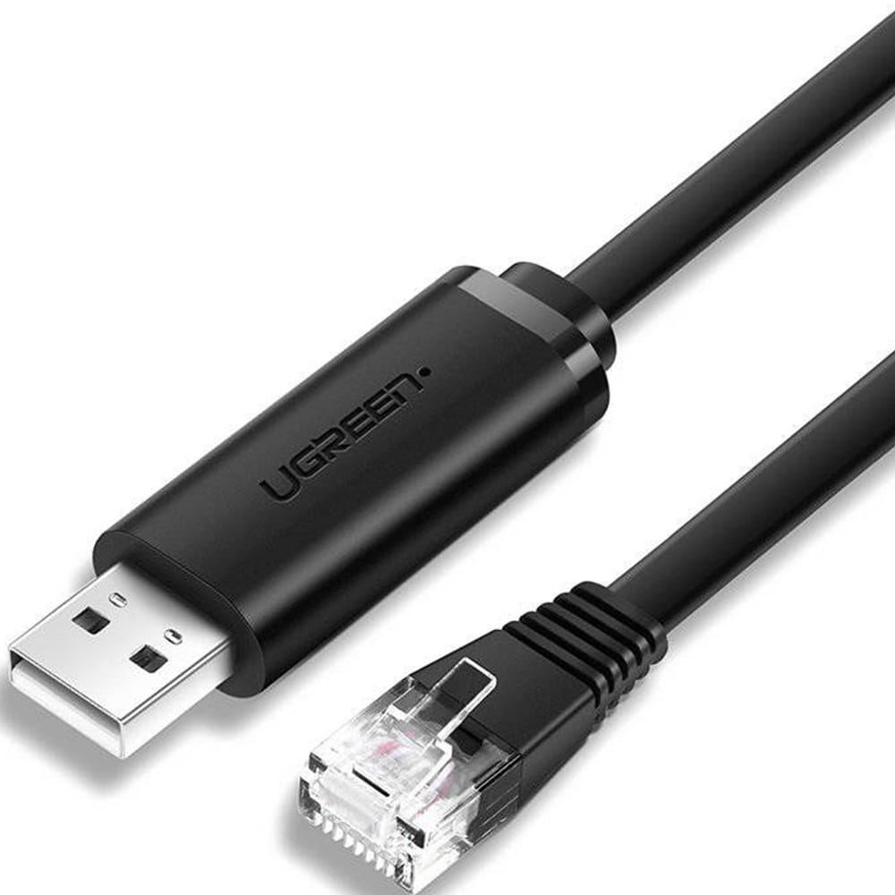 Flachkabel USB-A 2.0 zu Ethernet RJ45, Ugreen CM204, 3 m, Schwarz