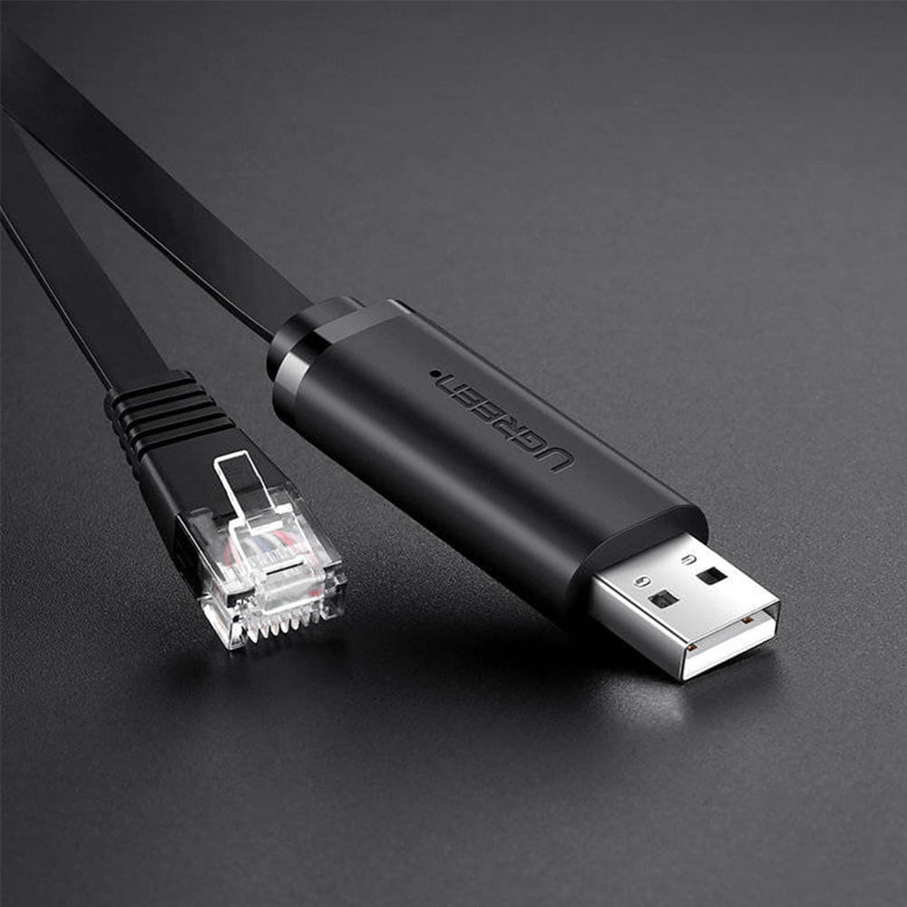 Flachkabel USB-A 2.0 zu Ethernet RJ45, Ugreen CM204, 3 m, Schwarz