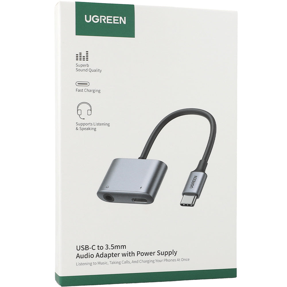 Adapter USB-C - USB-C / mini jack 3.5mm, DAC, PD, QC 30W, Ugreen CM231, Grau