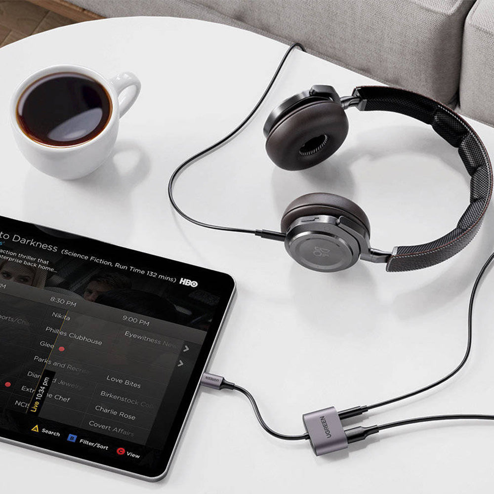 Adapter USB-C - USB-C / mini jack 3.5mm, DAC, PD, QC 30W, Ugreen CM231, Grau