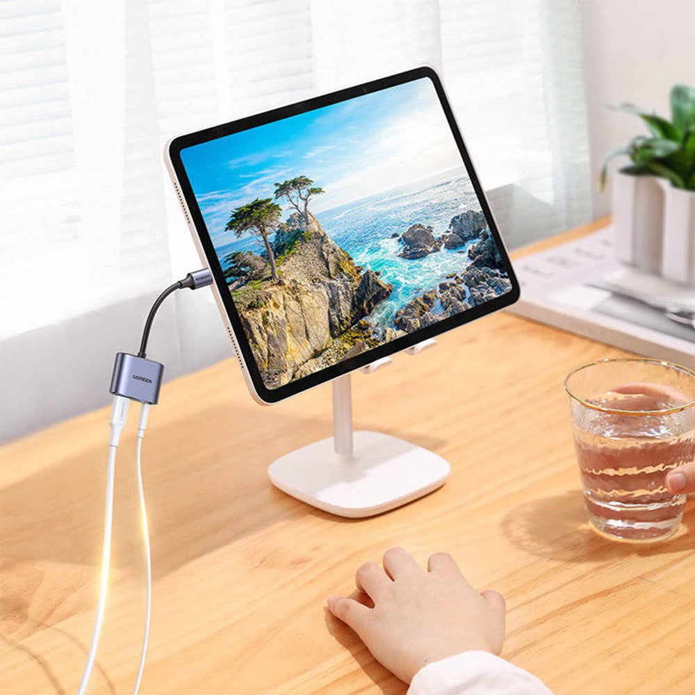 Adapter USB-C - USB-C / mini jack 3.5mm, DAC, PD, QC 30W, Ugreen CM231, Grau