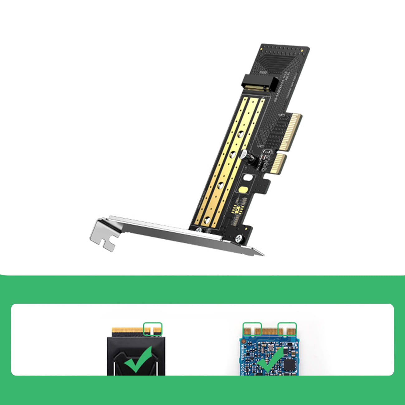 Erweiterungskarte, Adapter PCIe 3.0 x4 für M.2 NVMe M, M+B-Key, Ugreen CM302, Schwarz