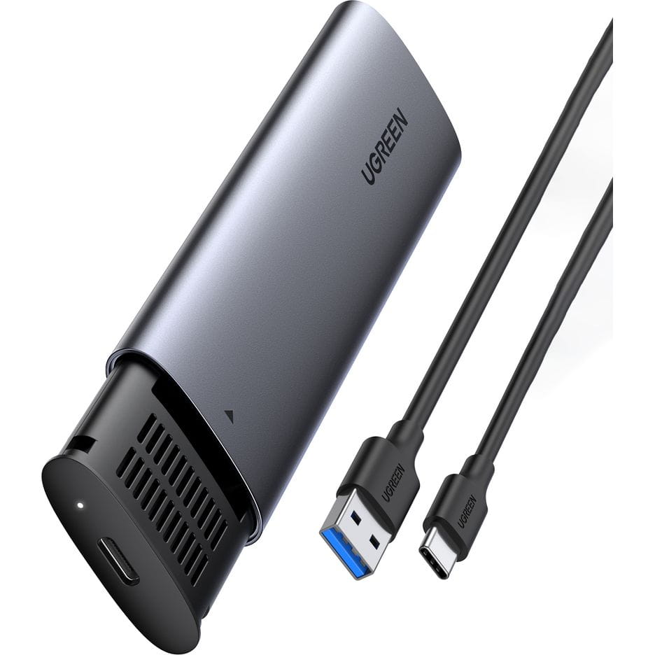 SSD-Gehäuse mit USB-C-Kabel 0,5 m, Ugreen CM400, M.2 B-Key SATA 3.0 5Gbps, Grau