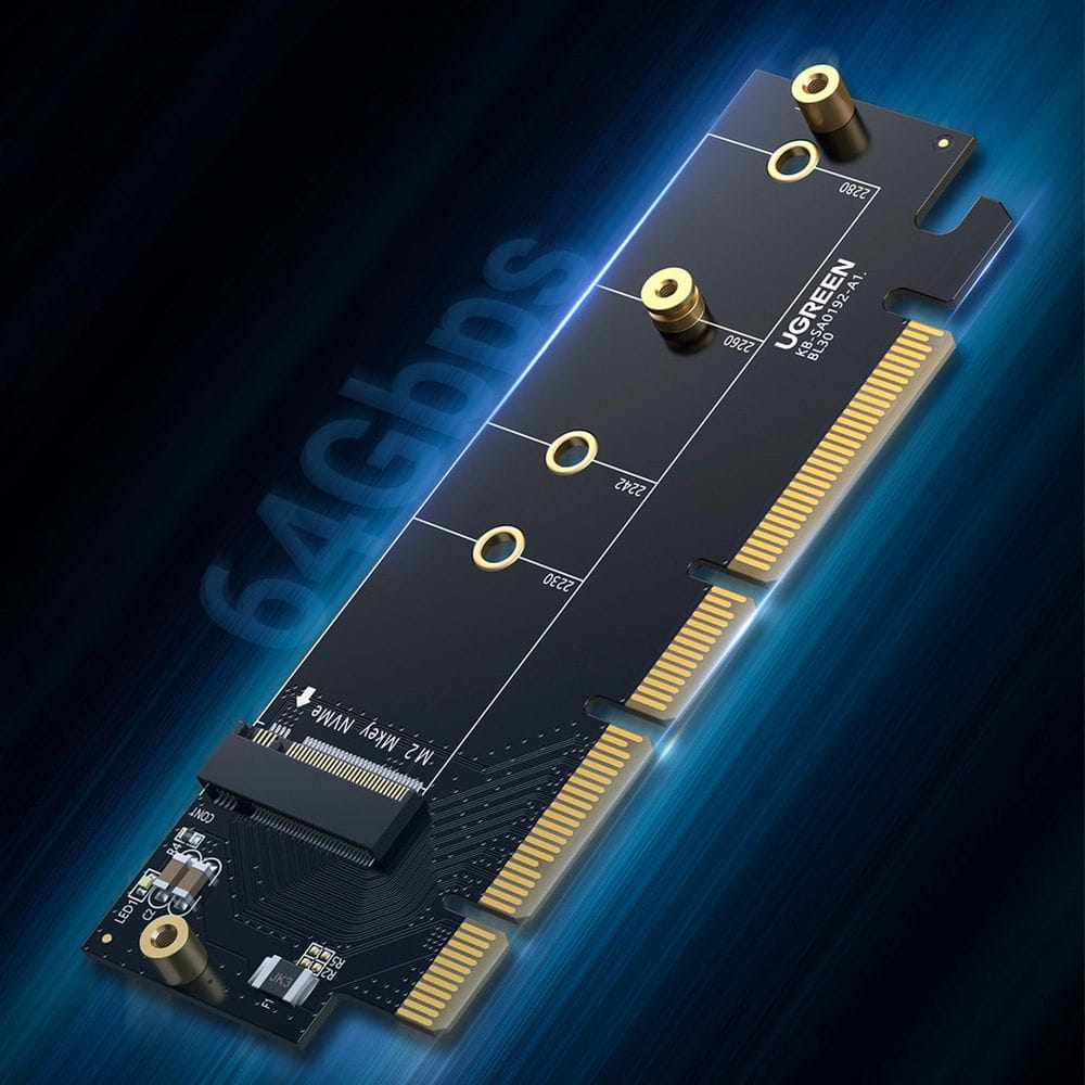 Erweiterungskarte, Adapter PCIe 4.0 x16 für M.2 NVMe M-Key, Ugreen CM465, Schwarz