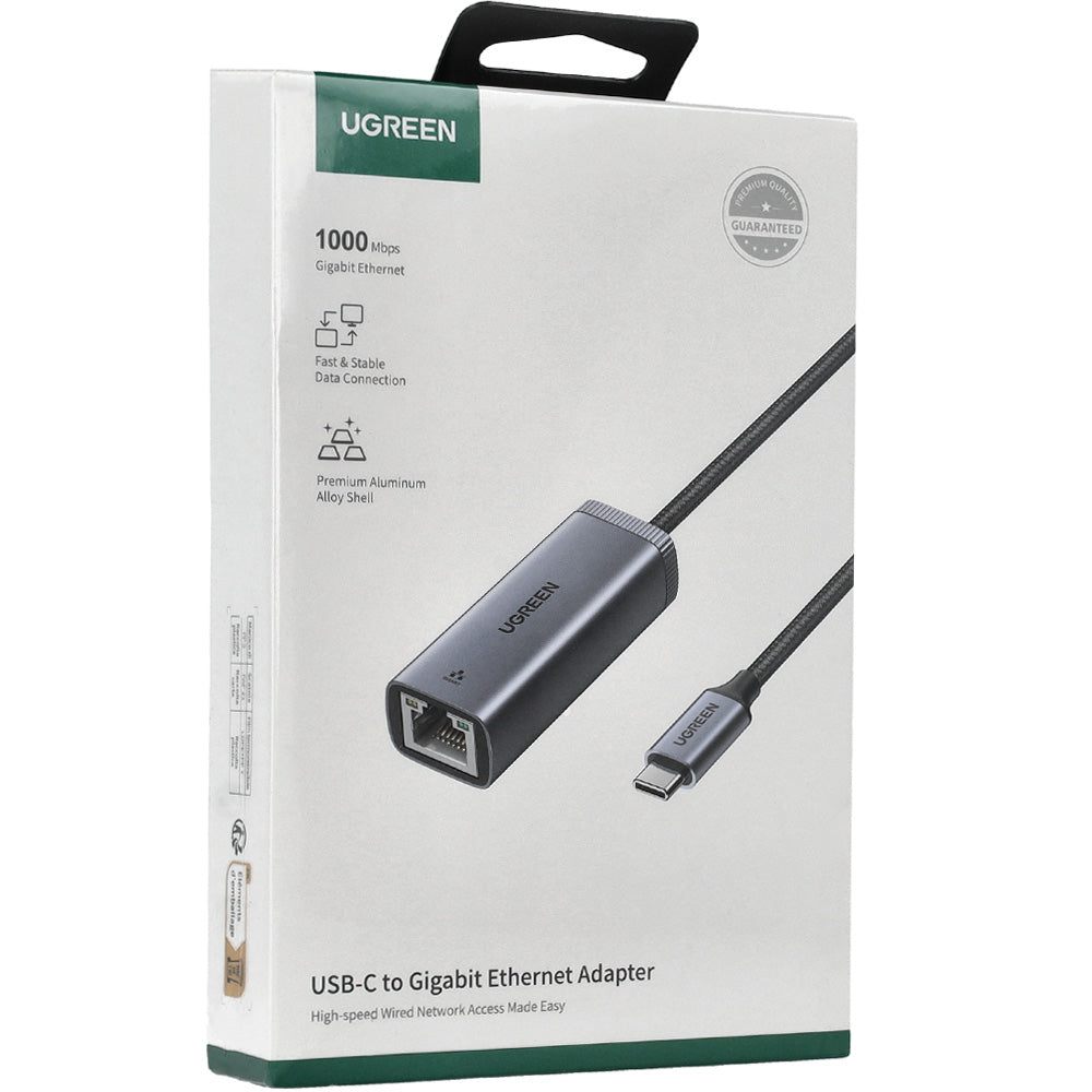 Adapter USB-C für Ethernet (RJ45), 1000 Mbps, Ugreen CM483, Schwarz-Grau