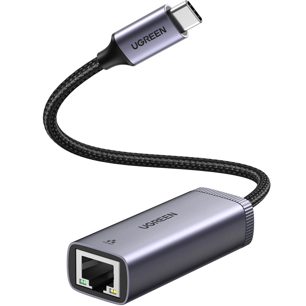 Adapter USB-C für Ethernet (RJ45), 1000 Mbps, Ugreen CM483, Schwarz-Grau