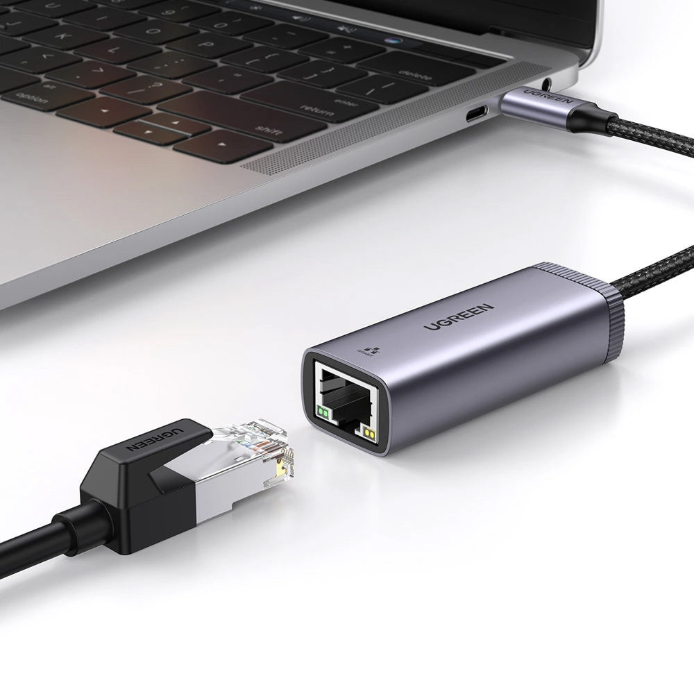 Adapter USB-C für Ethernet (RJ45), 1000 Mbps, Ugreen CM483, Schwarz-Grau