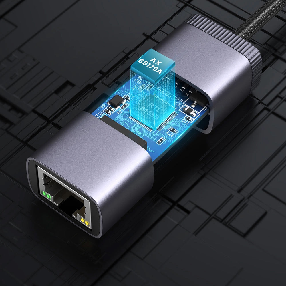 Adapter USB-C für Ethernet (RJ45), 1000 Mbps, Ugreen CM483, Schwarz-Grau