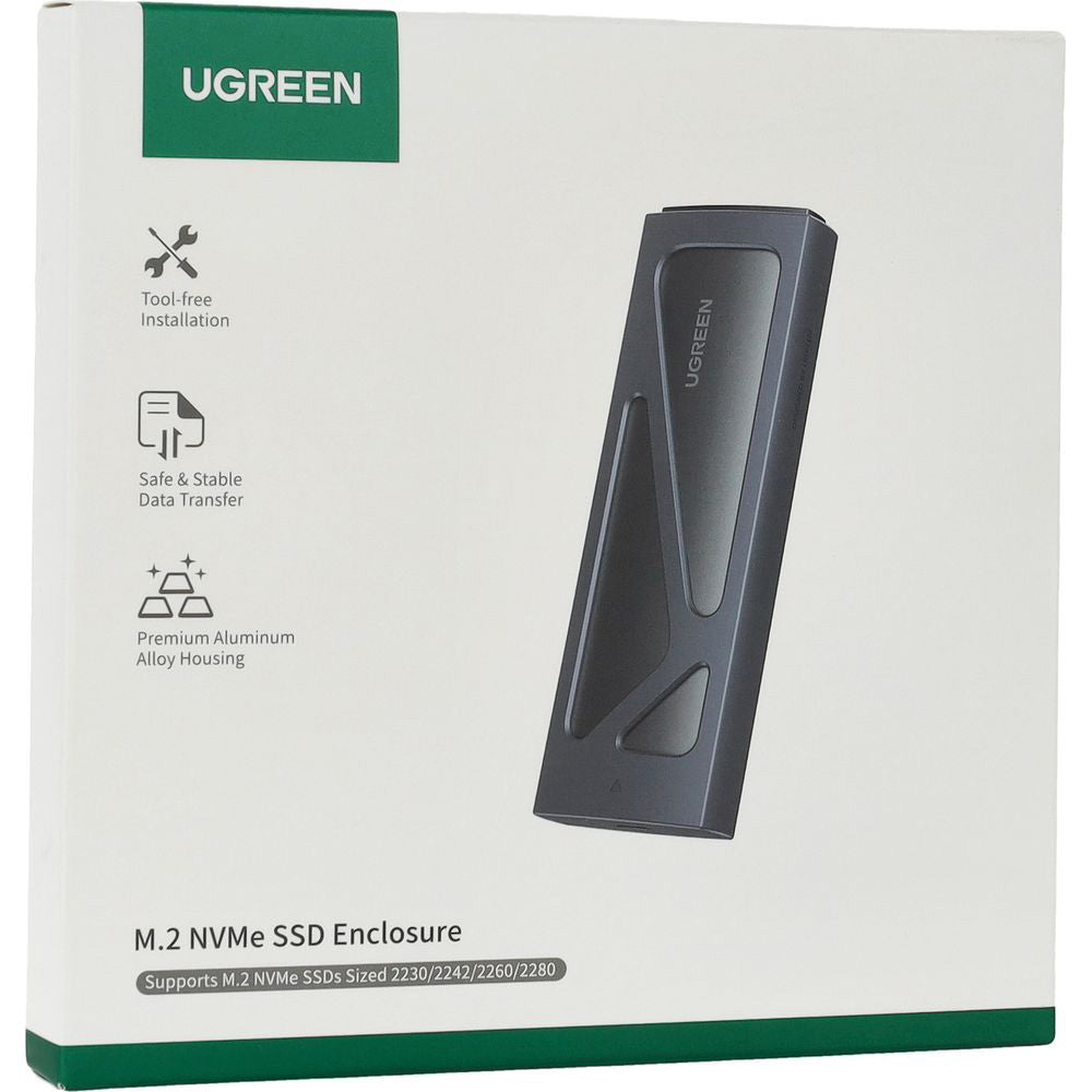 Festplattenfach, Festplattengehäuse für M.2 NVMe SSD mit USB-C 3.2-Anschluss, 10 Gbps, Ugreen CM578, Schwarz