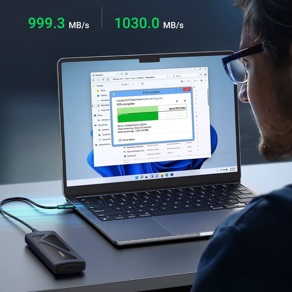 Festplattenfach, Festplattengehäuse für M.2 NVMe SSD mit USB-C 3.2-Anschluss, 10 Gbps, Ugreen CM578, Schwarz
