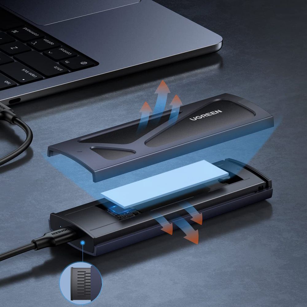 Festplattenfach, Festplattengehäuse für M.2 NVMe SSD mit USB-C 3.2-Anschluss, 10 Gbps, Ugreen CM578, Schwarz